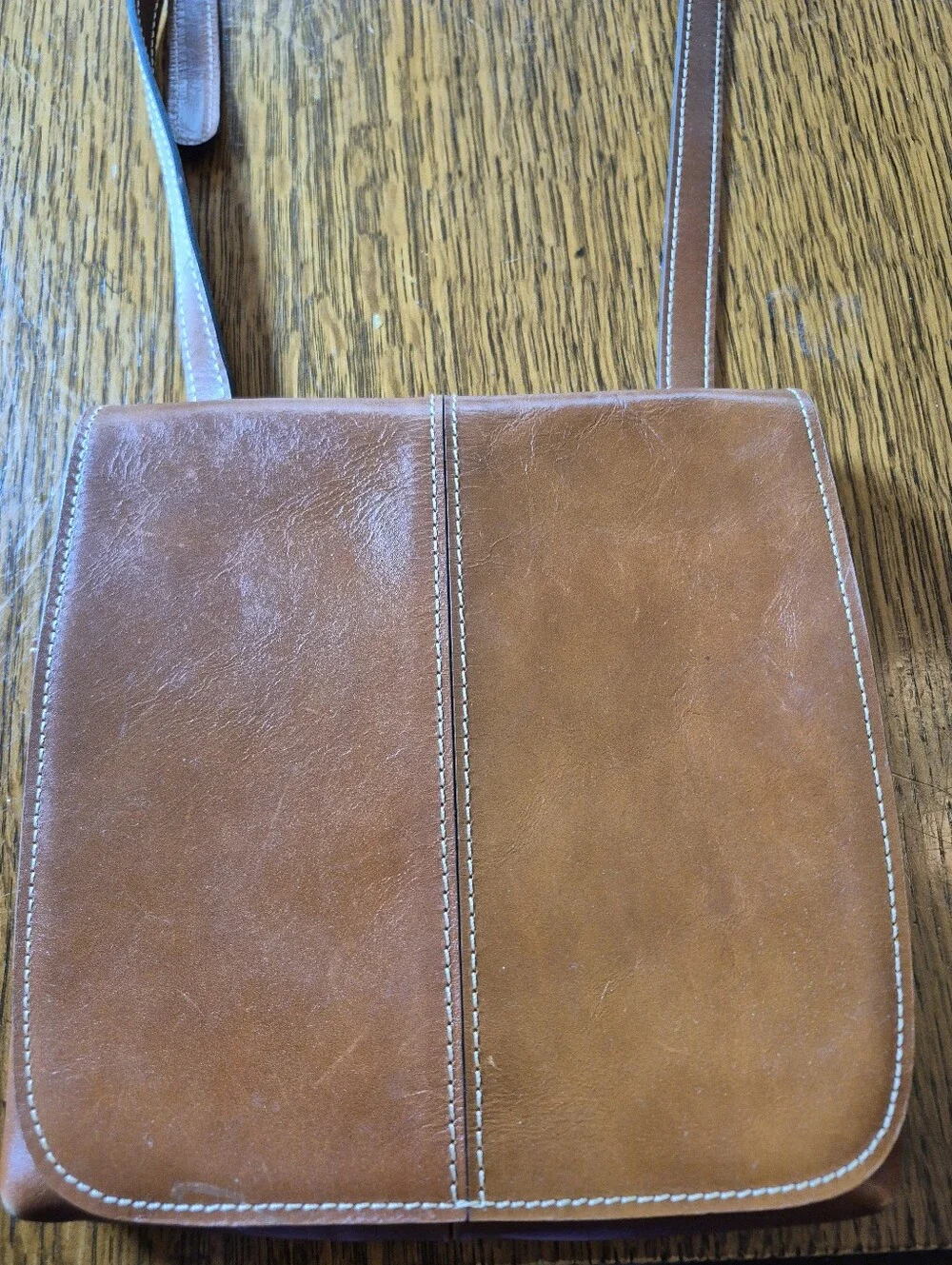 Patricia Nash Leather Crossbody Bag with Front Flap (Snaps) & Wallet Set - Brown